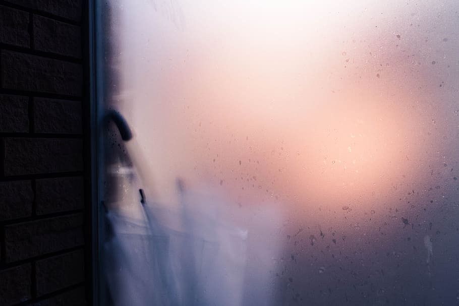 umbrella, glass, raindrop, window, architecture, wet, glass - material HD wallpaper