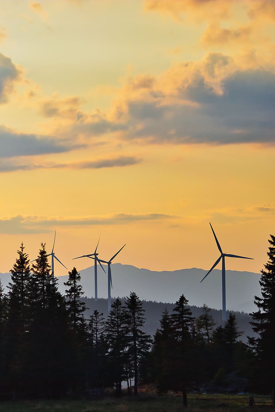 sunset, windräder, wind energy, wind power, pinwheel, sky HD wallpaper