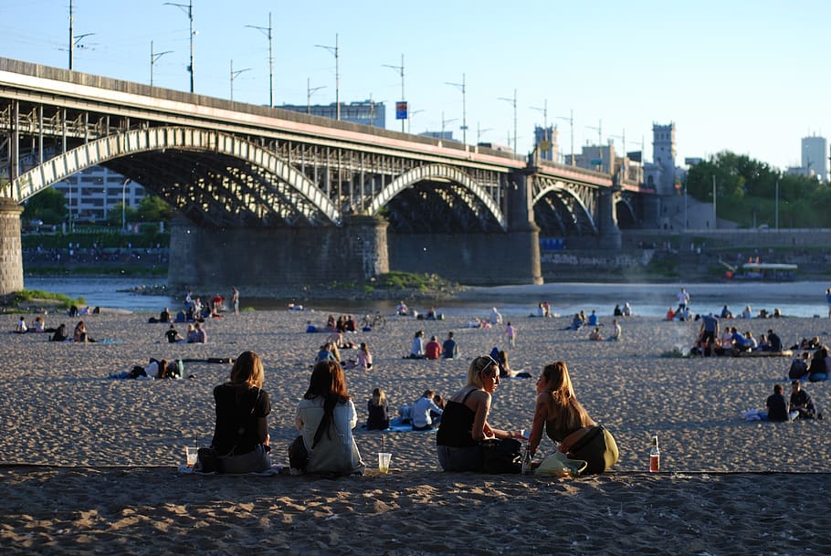 warsaw, poland, amici, fun, city, beach, sun, chill, bridge HD wallpaper