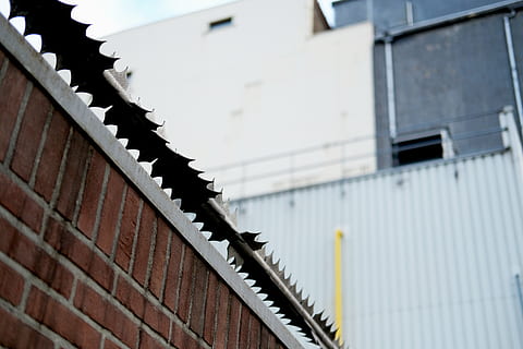 staircase, machine, fence, wall, handrail, banister, gear, brick wall HD wallpaper