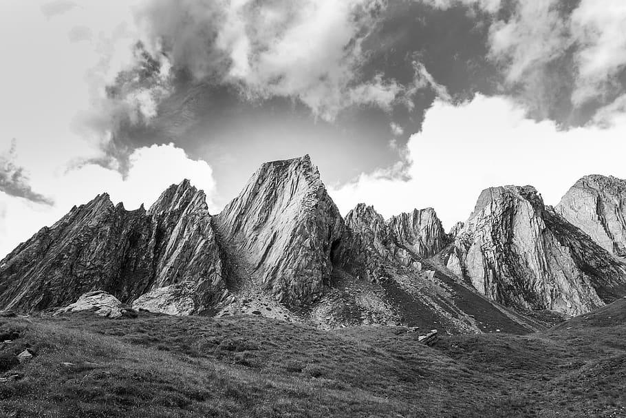 icy mountain peak under cloudy sky, outdoors, nature, mountain range HD wallpaper