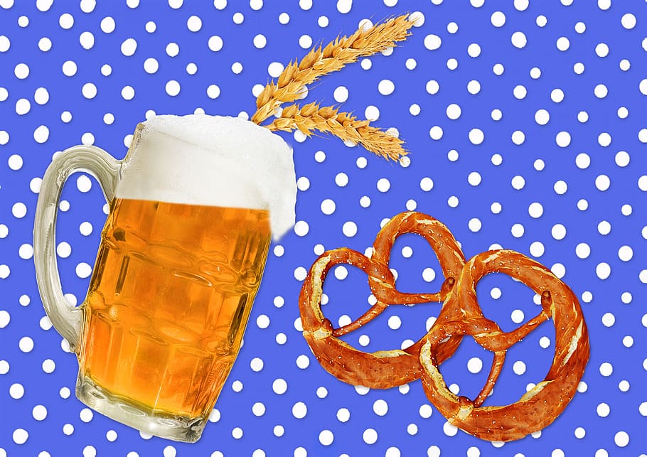 beer, pretzels, alcohol, refreshment, glass, drink, thirst HD wallpaper
