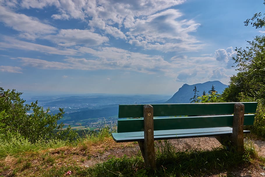bank, view, sky, viewpoint, mood, distant view, clouds, landscape HD wallpaper