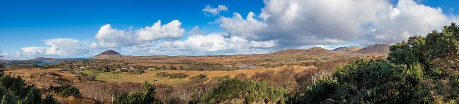 ireland, connemara, national park, clouds, galway, panoramic, HD wallpaper