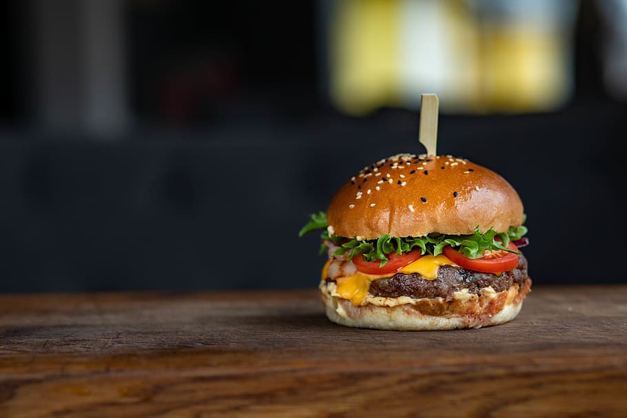 Close-Up Photo of Burger, bread, bun, cheese, cheeseburger, delicious