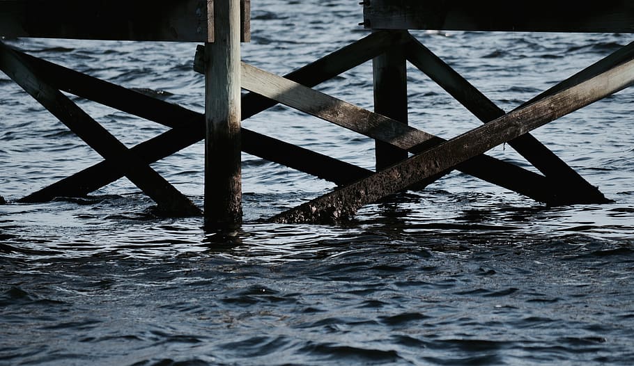 ocean, pier, water, sea, no people, wood - material, nature HD wallpaper