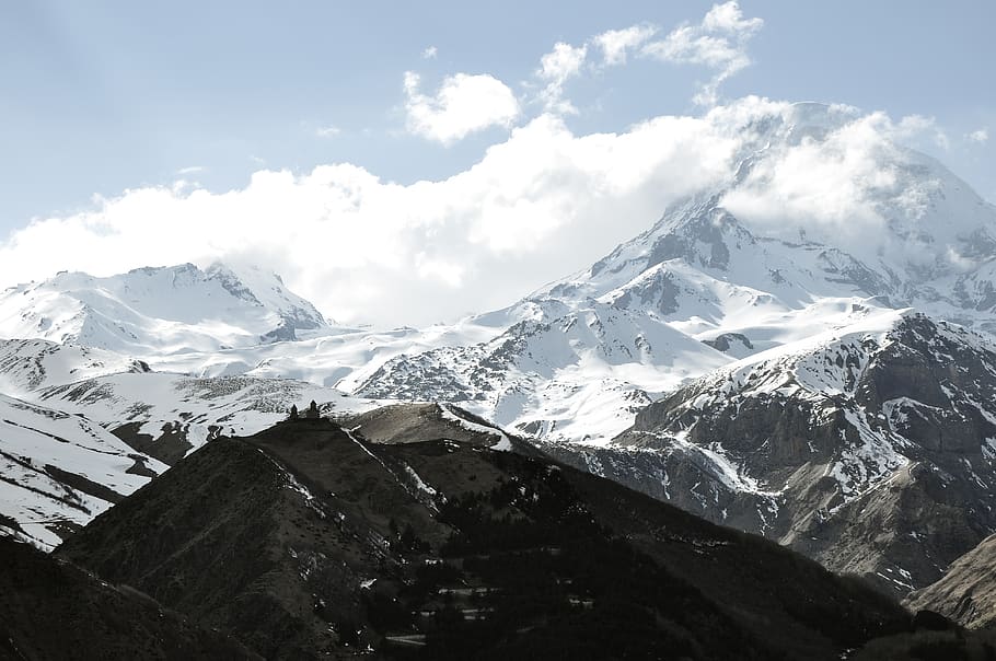 outdoors, nature, mountain, mountain range, ice, peak, glacier HD wallpaper