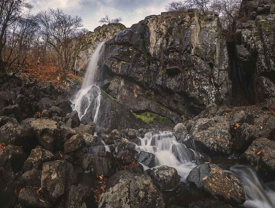 bulgaria, boyana waterfall, autumn, mountain, forest, vitosha, HD wallpaper