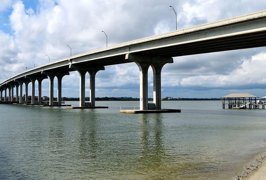 bridge span, river, structure, architecture, vilano beach, florida HD wallpaper