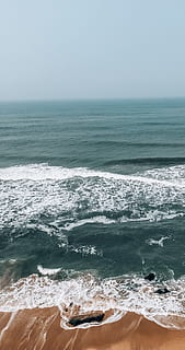 fullscreen, iphonex, sea, water, motion, wave, horizon, horizon over water HD wallpaper