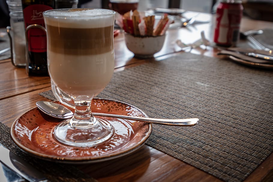 cup, drink, beverage, latte, coffee cup, juice, wood, furniture HD wallpaper