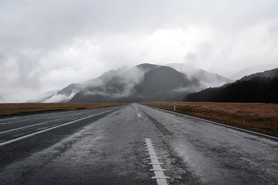 gray paved road, cloud - sky, transportation, the way forward HD wallpaper