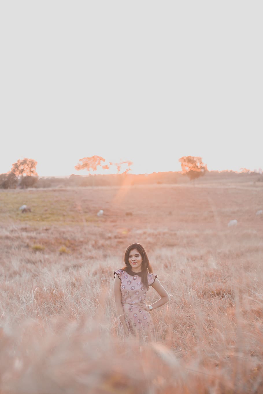 one person, young adult, land, front view, young women, field HD wallpaper