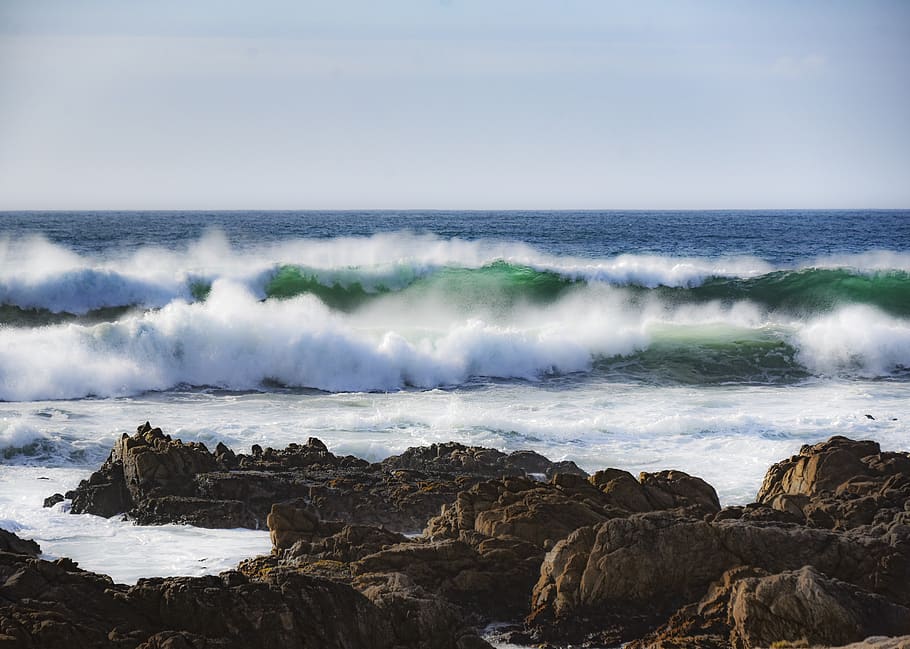 ocean wave, blue water, soft surf, nature, sea, coastline, vacation, HD wallpaper