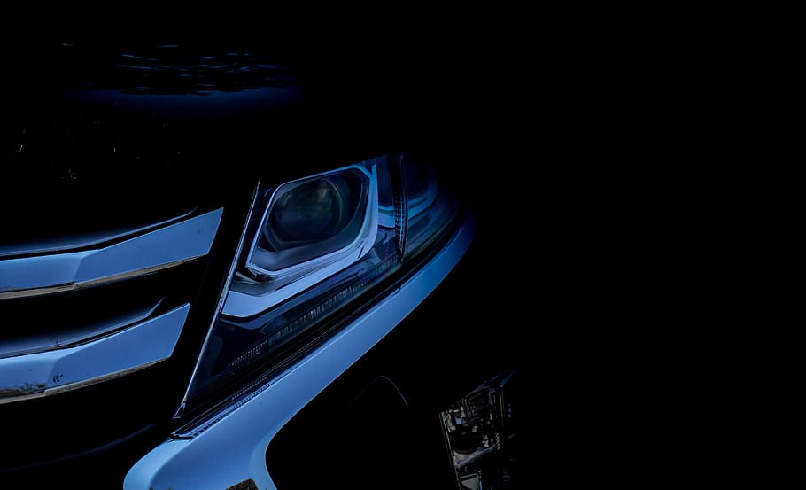 car, car headlight, front, car bumper, dark, night, vehivle HD wallpaper