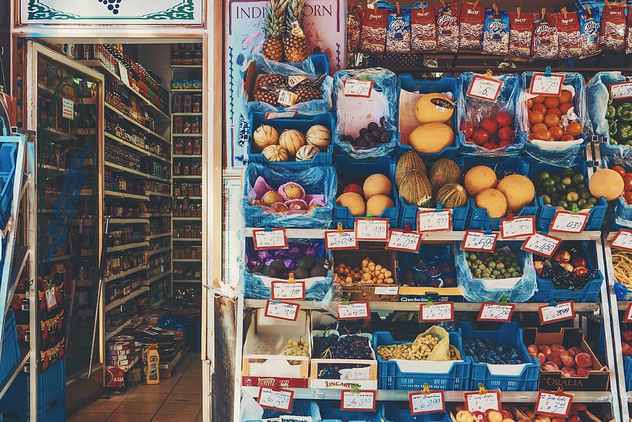 store, local store, vegetables, fruit, colorful, food, greengrocery, HD wallpaper
