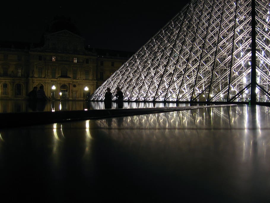 france, paris, architecture, louvre, travel, night, built structure HD wallpaper