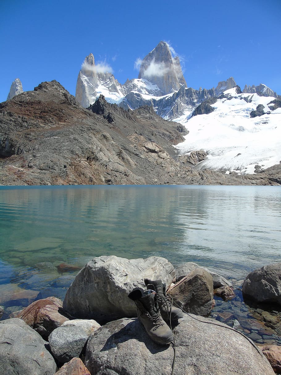 argentina, patagonia, fitz roy, mountains, rock, glacial lake, HD wallpaper