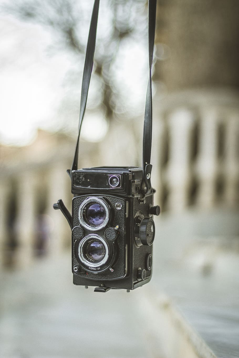 selected focus photography of vintage black camera, electronics