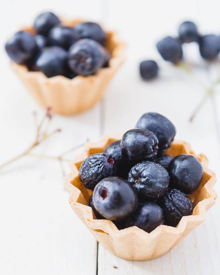 two blueberry tarts, food, food and drink, fruit, berry fruit HD wallpaper