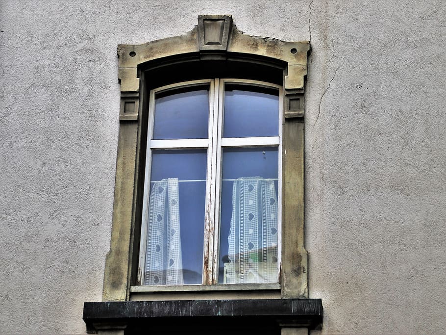 old windows, window sill, wall, figure, building, the structure of the HD wallpaper