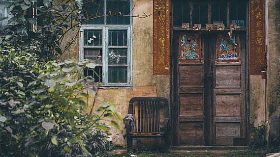 home decor, window, brick, wall, chair, furniture, art, outdoors HD wallpaper