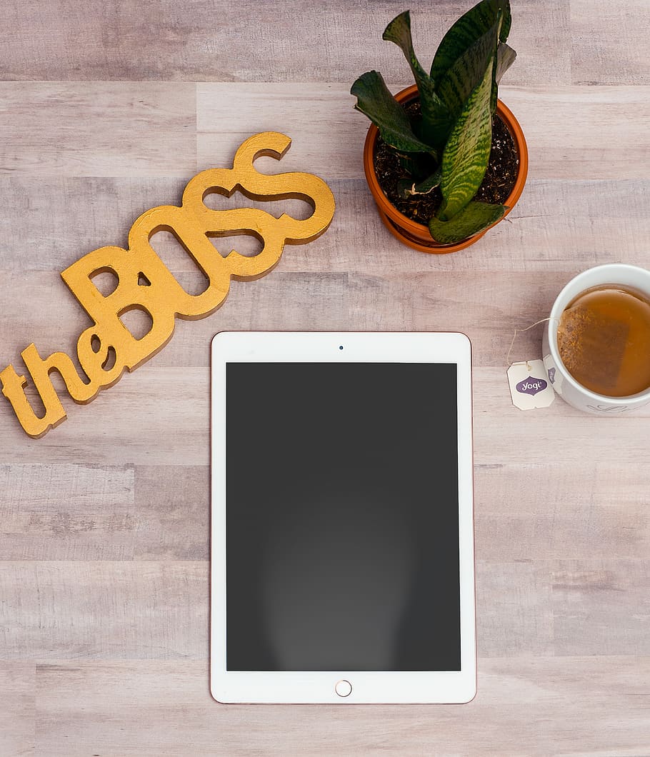 White Ipad, coffee, cup, drink, empty, flatlay, tablet, tea, communication HD wallpaper