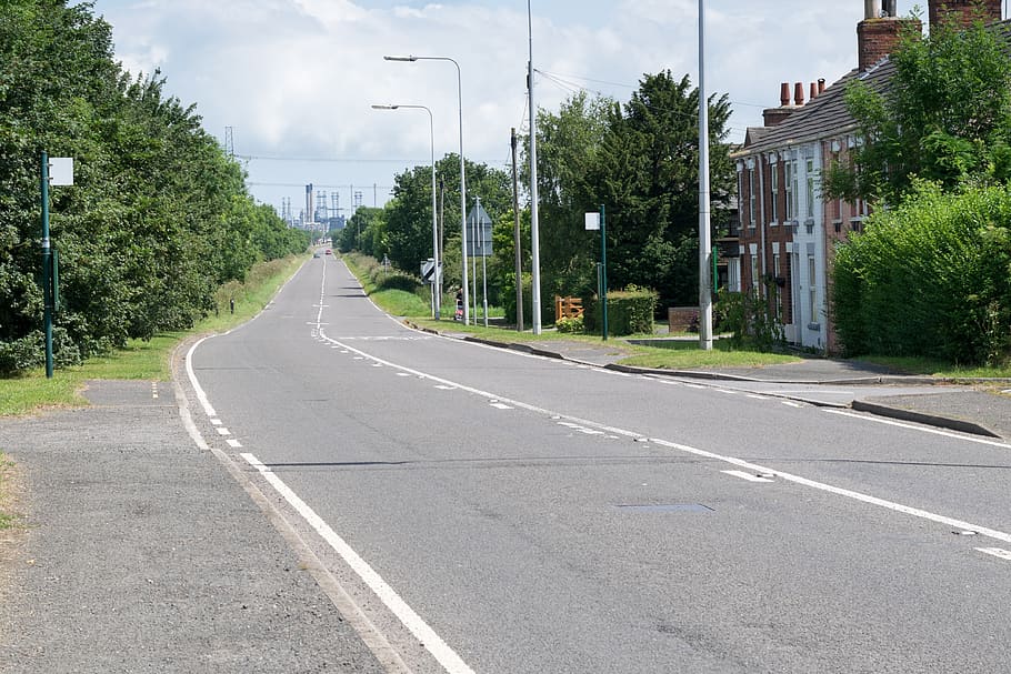 road, industry, infrastructure, distant, energy, electricity HD wallpaper