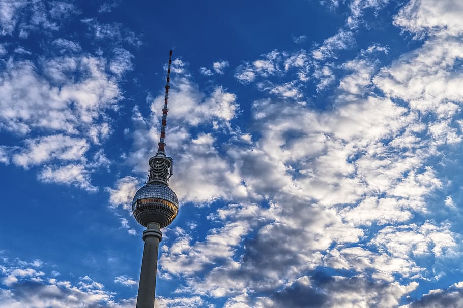 Gray Tower Under Blue and White Sky, architecture, ball, berlin, HD wallpaper