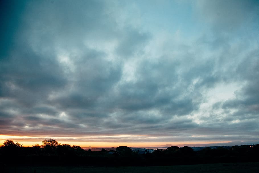 Hd Wallpaper Dusk Sky Blue Clouds Contrast Dark Night Sunset