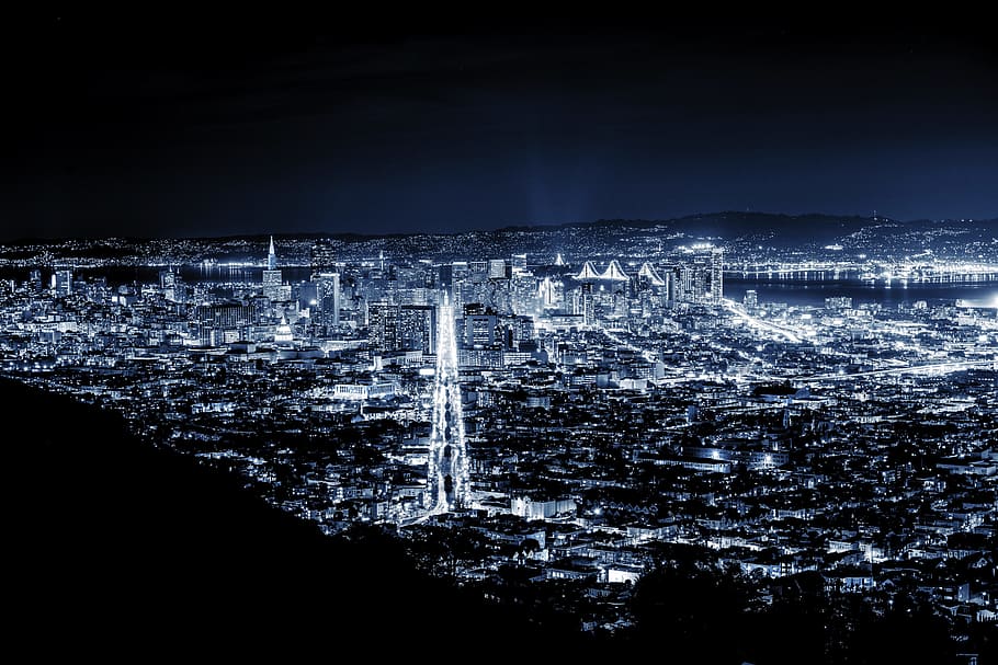 buildings during night, skyscraper, skyline, cityscape, aerial HD wallpaper