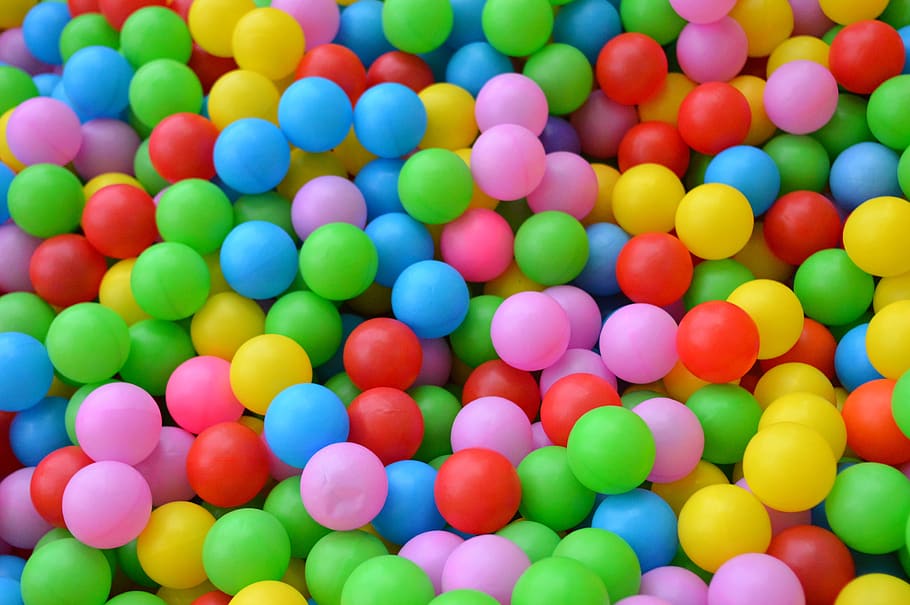 balls, children's playground, multicolored, plastic, games room, HD wallpaper