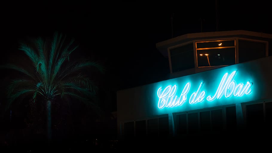 Club De Mar Building, architecture, bar, blue, commerce, dark HD wallpaper