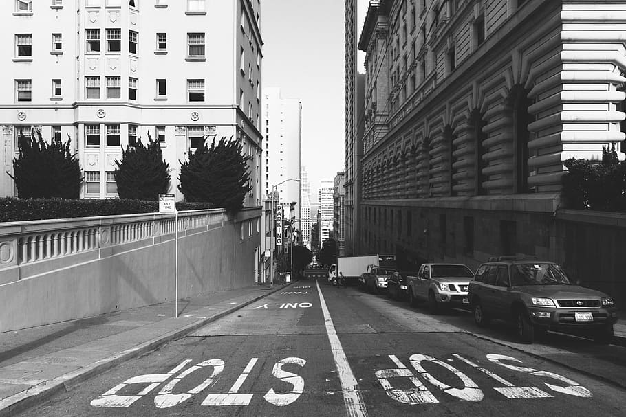 san francisco, united states, streets, black and white, traffic, HD wallpaper