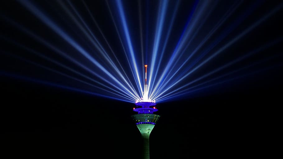 Blue Led Light, bright, colors, dark, design, illuminated, lights HD wallpaper