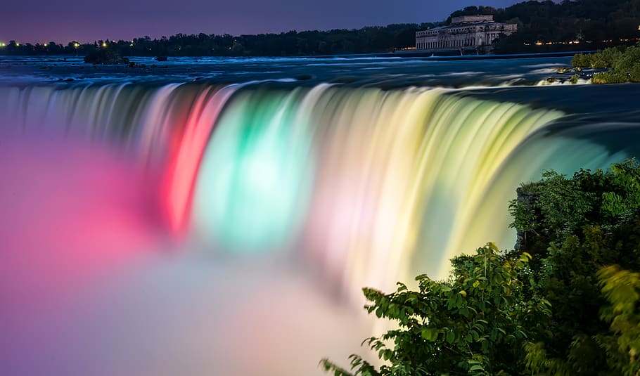 multicolored waterfalls, long exposure, motion, blurred motion HD wallpaper