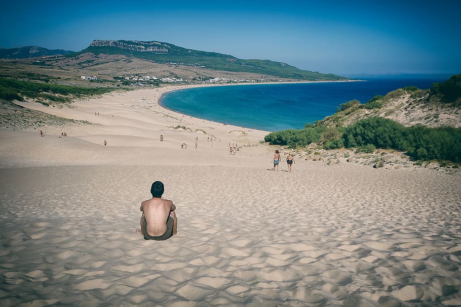 spain, bolonia, dunes, beach, summer, andalucia, vacation, sun, HD wallpaper