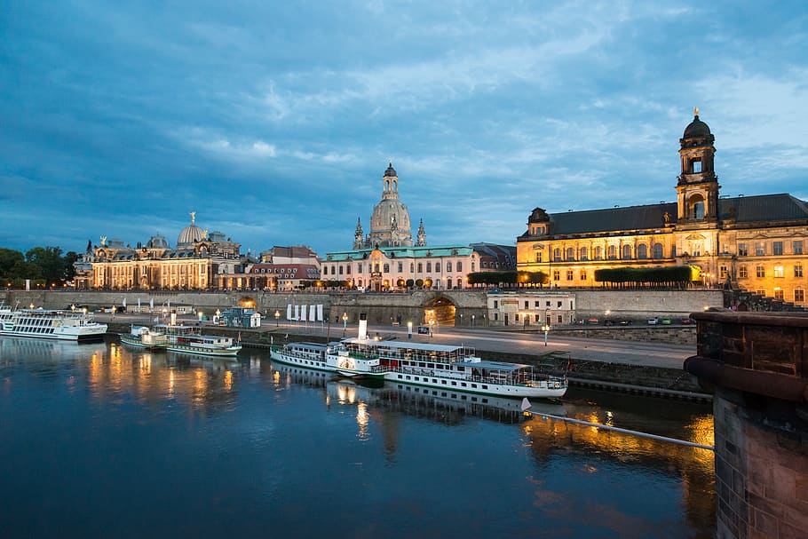 dresden, germany, saxony, evening, panorama, terrace shores HD wallpaper