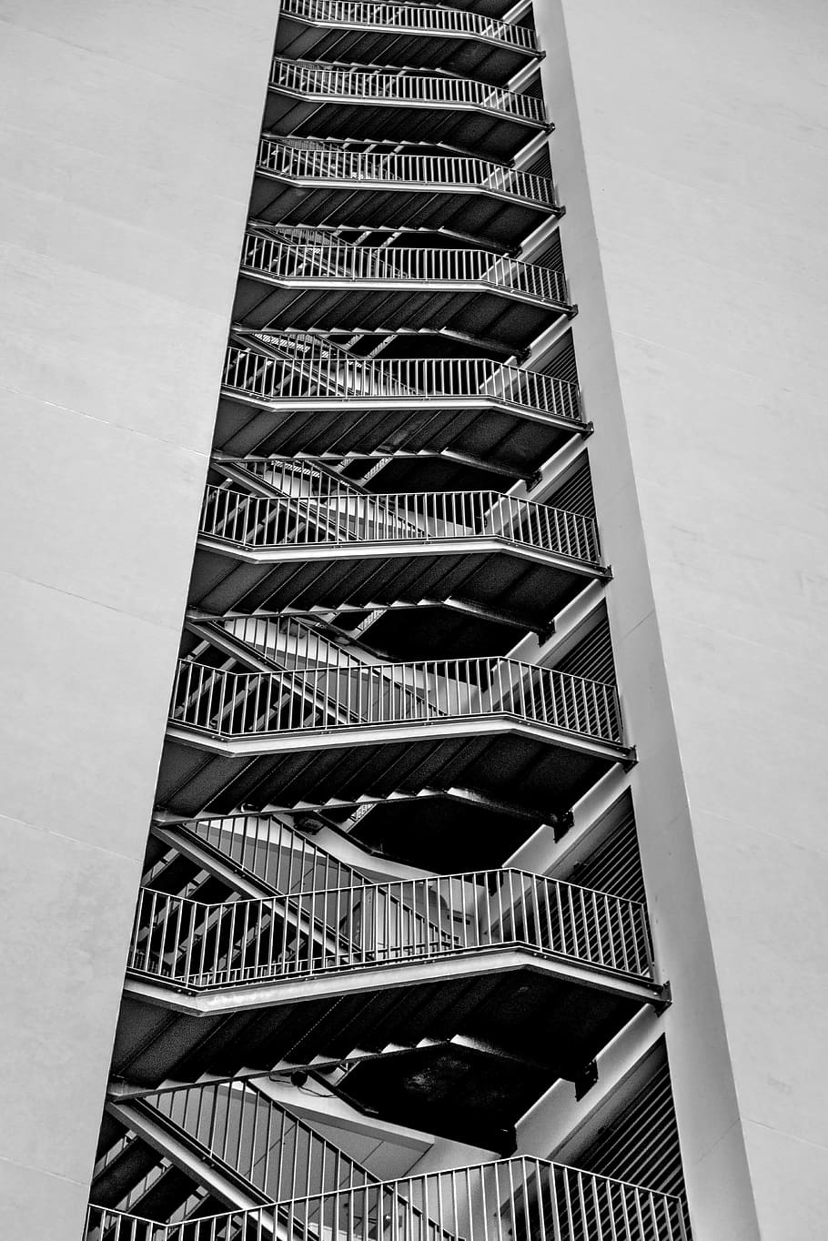 stairs, metal, tower, building, architecture, modern, geometric HD wallpaper