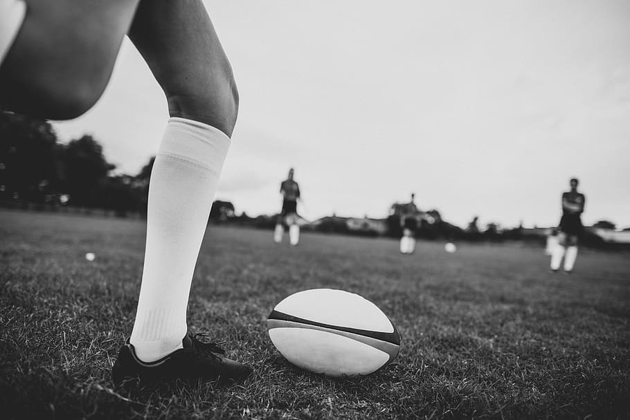 Person About to Kick a Ball, action, active, activity, adult, HD wallpaper
