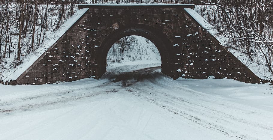 canada, goderich, winter, snow, bridge, tunnel, cold temperature HD wallpaper
