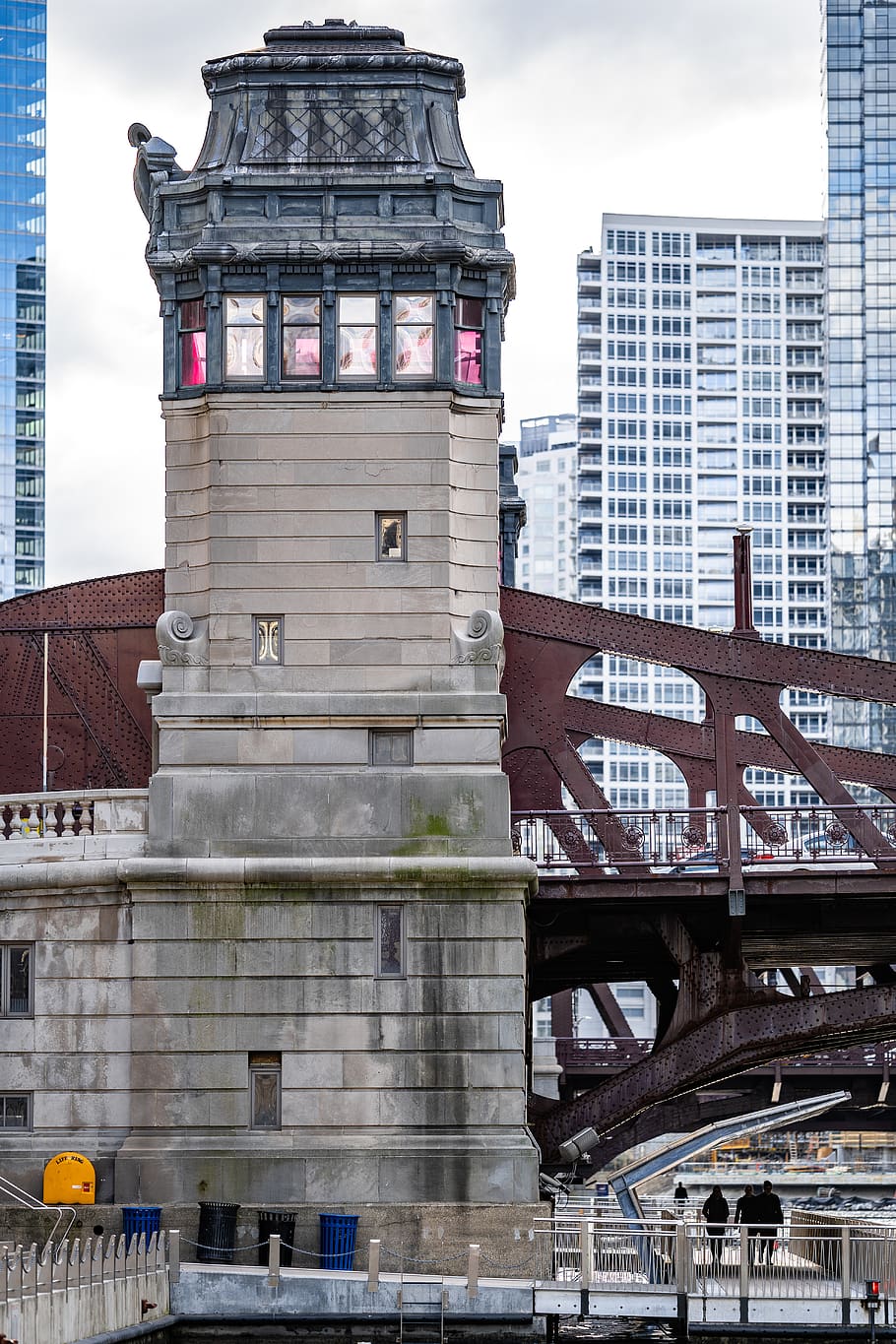 gray building, architecture, human, person, tower, arched, bridge HD wallpaper