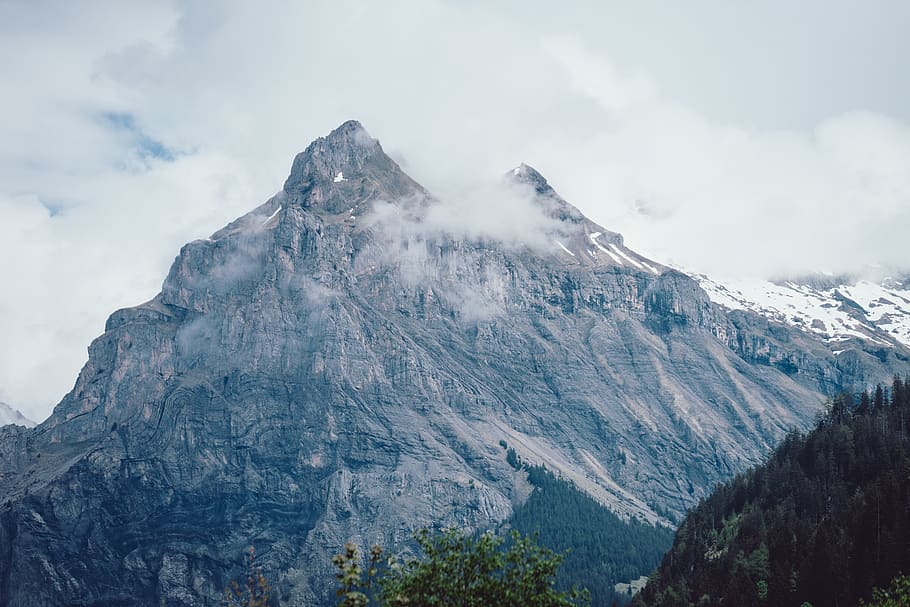gray and white mountain at daytime, peak, nature, switzerland HD wallpaper