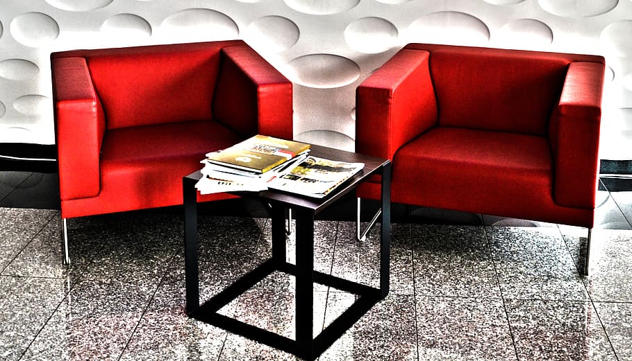 armchairs, interiors, seat, red, indoors, furniture, no people HD wallpaper