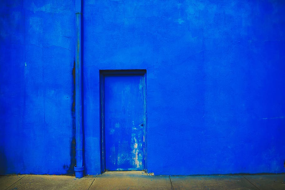closed blue door, entrance, architecture, built structure, building exterior HD wallpaper