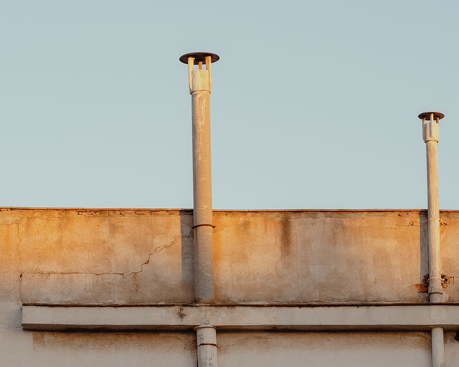 gray buildings with two chimneys, architecture, pillar, column HD wallpaper