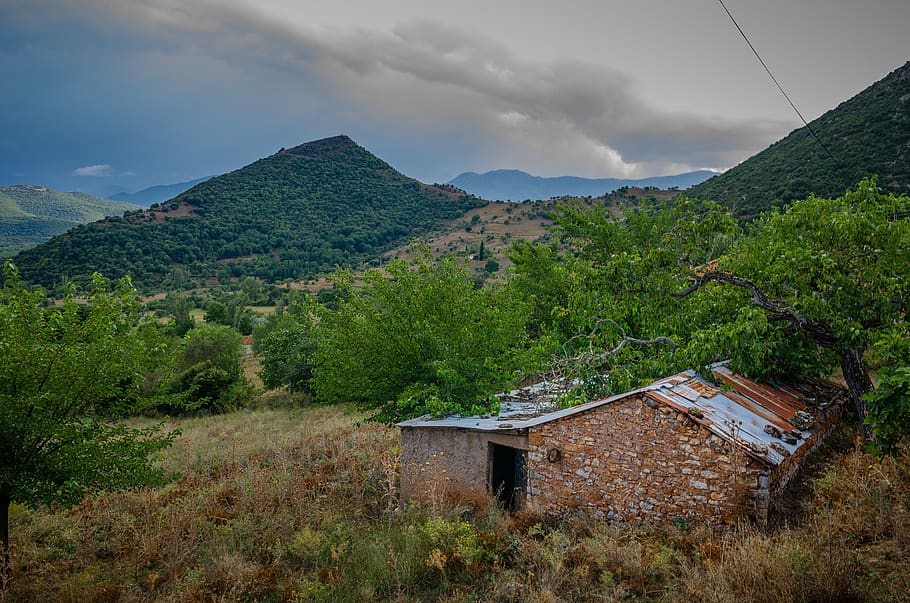 greece, pefko, mountain, cloud - sky, plant, architecture, scenics - nature HD wallpaper