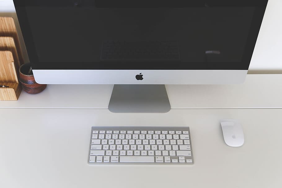 home office, computer, mac, workspace, apple inc, display, desk HD wallpaper
