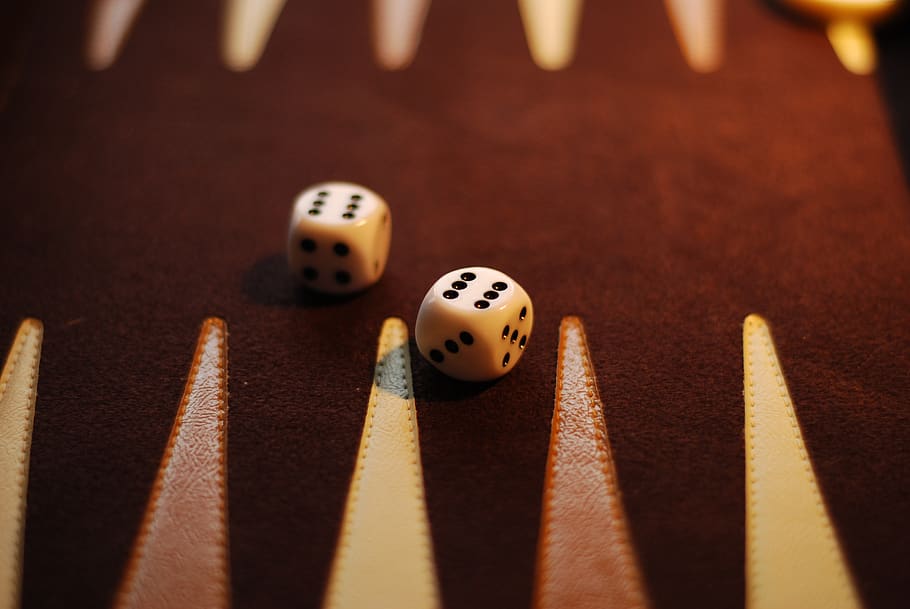 backgammon board, dice, sixes, game, win, gambling, play, leisure