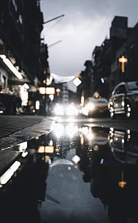 HD wallpaper: street, puddle, car, building, light, reflection, vehicle,  rain | Wallpaper Flare